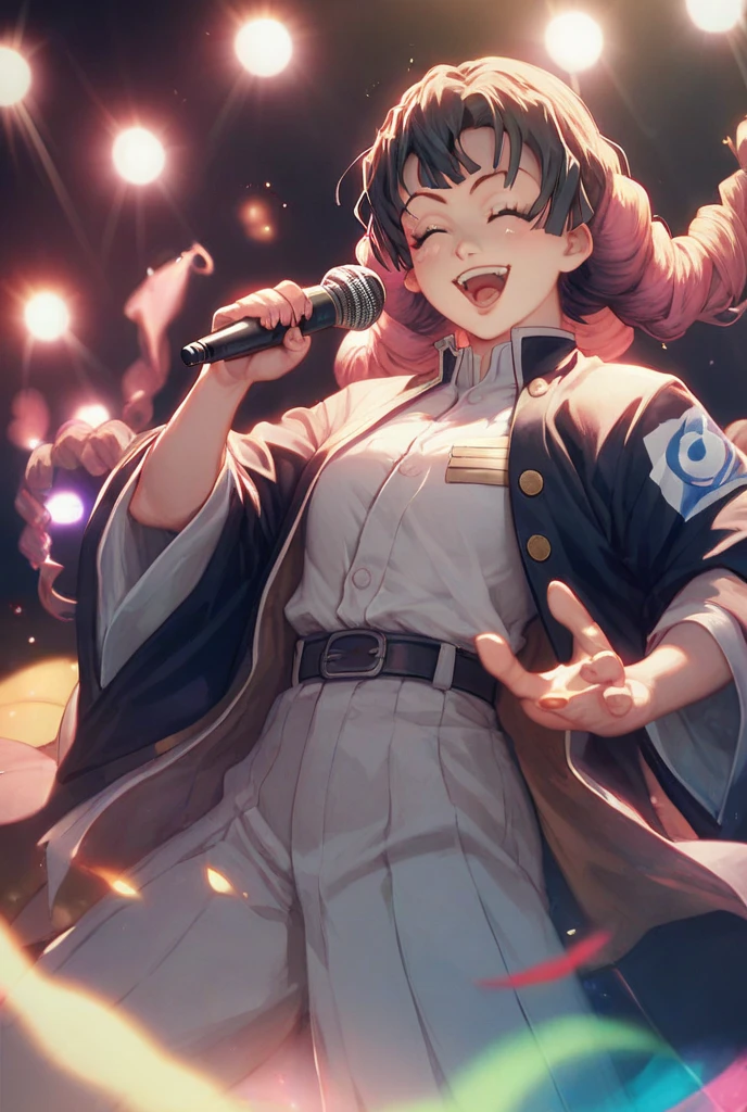 masterpiece、最high quality、High resolution、high quality、Wavy Mouth、Akina Mieda、akina、Sweat、tears、Sticking out 、On Stage、Wet、、、、toplesasturbation, 、The gaze is directed upwards、blush、、While singing