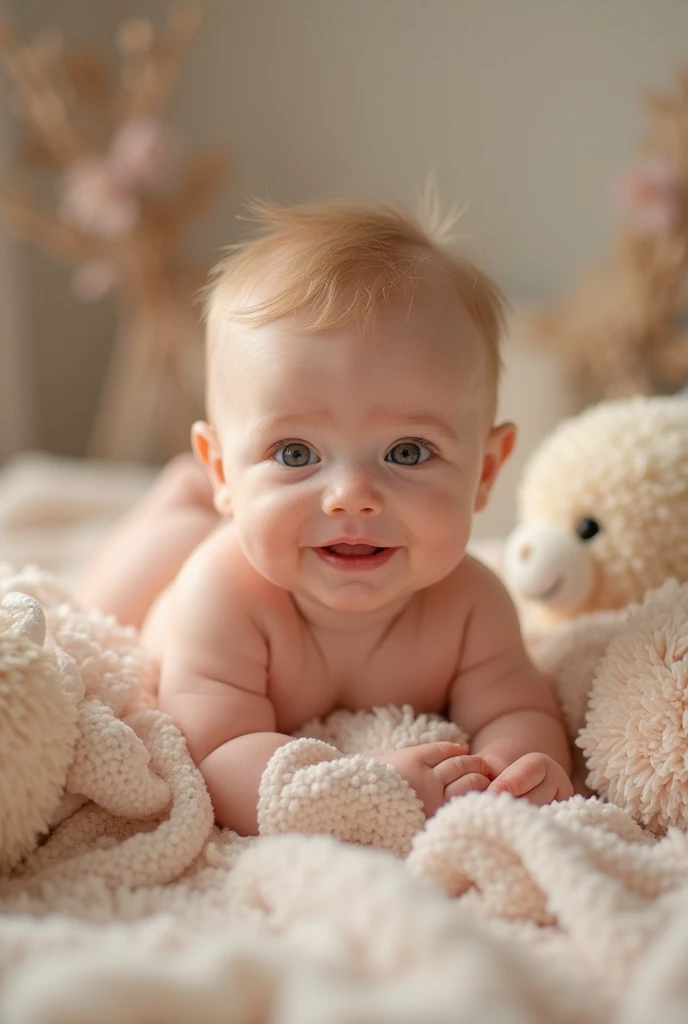 White skinned baby, with freckles and slanted eyes