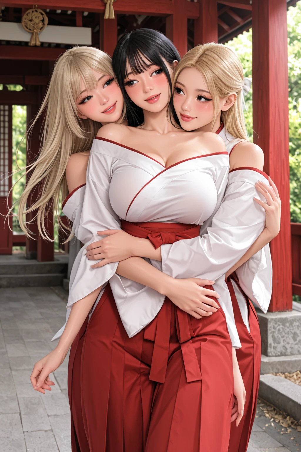 Ann takamaki. Nude, massive breasts, Unbuttoned shirt. open shirt. Legs spread, legs apart. Blonde hair. Twin tails. visible nipples, vagina.
