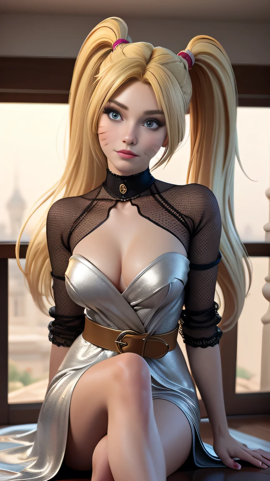(ultra realistic,32k,RAW photo:1.1),(high detailed skin:1.1), 8k uhd, dslr, high quality, film grain,(makeup, mascara:1.1), lips,(thick\lips\),
(shiny glossy translucent clothing:1.1), <lora:AiriAkizukiV1:0.5>akizuki airi, 1girl, blonde_hair, (blue_eyes:0.9), blush, breasts, bush, hair_ornament, hair_scrunchie, long_hair, scrunchie, solo, twintails, (<lora:tifa-nvwls-v1:0.4>sdTifa,china dress, cleavage cutout, fishnet stockings, white high heels:0.9), <lora:add_detail:0.78>, huge breast,
(looking at viewer, sitting, from above:1.1),,
(busty:1.1) , (chubby:0.1),(bioluminiscent:1.1),<lora:LowRA:0.4>, dark theme, A Flower Garden ornate floors and walls covered in roses