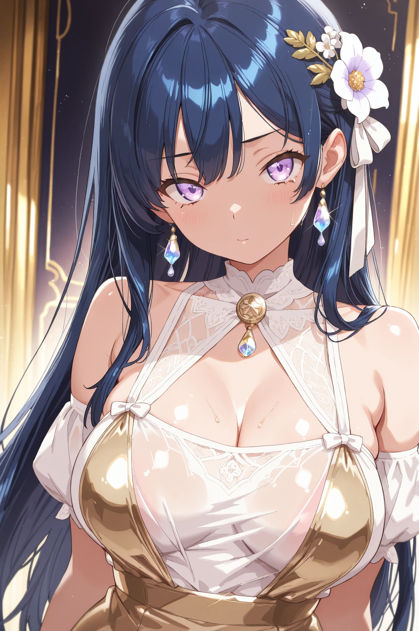 score_9, score_8_up, score_7_up, score_6_up, cleavage,Masterpiece, ultra detailed, high quality, 8k cg, big breasts, layladef, night, blush, smile, bright eyes, standing, (eyes shining:1.5), detailed