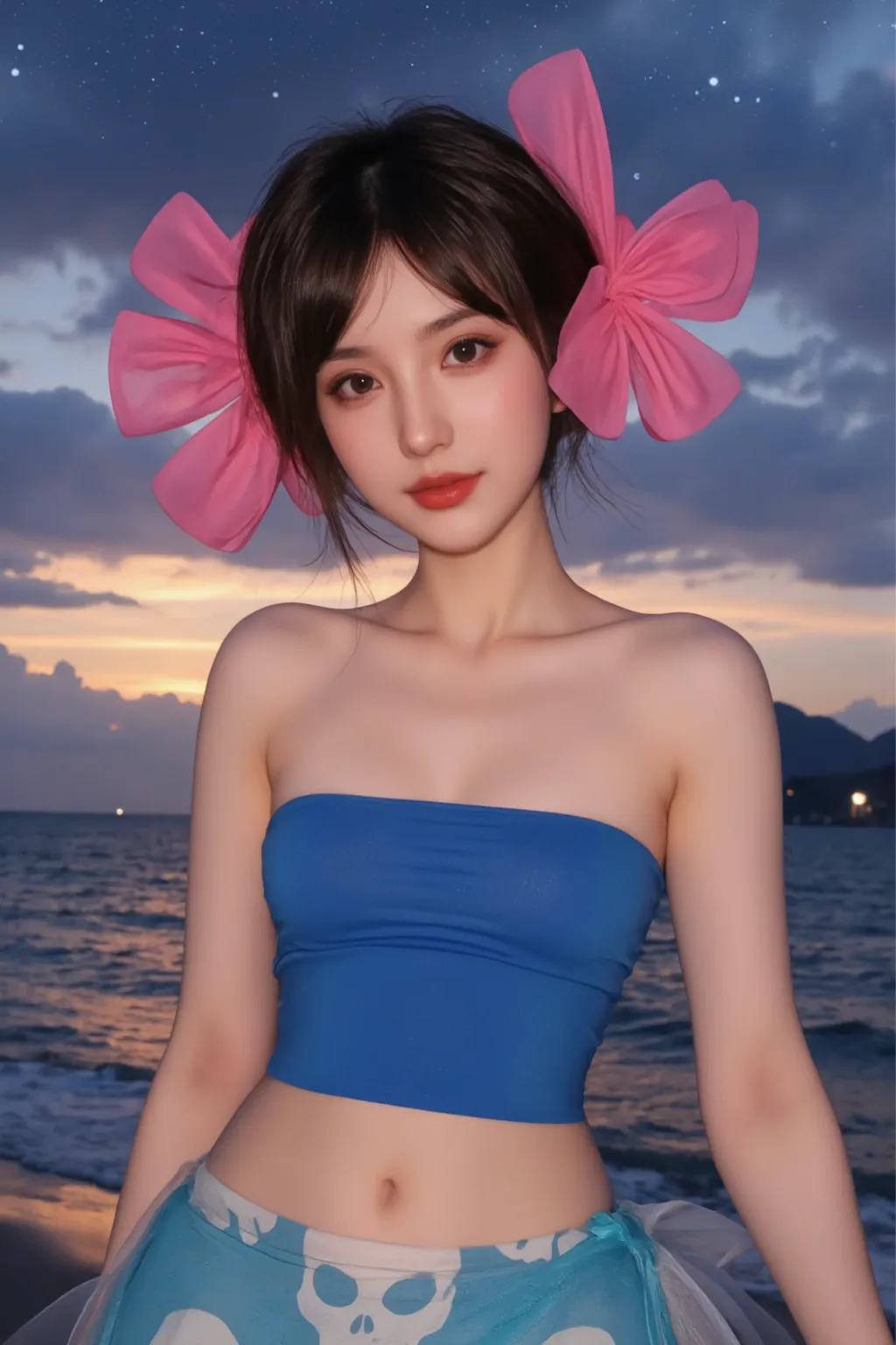 masterpiece, master quality, high resolution, ultra-detailed, beautiful, 2 girls, petite, beautiful scenery, shiny skin, cowboy shot, beautiful beach, (tiny micro bikini:1.3), nsfw, leaning forward, more_details:-1, more_details:0, more_details:0.5, more_details:1, more_details:1.5, BREAK
AND 2 girls, , small breasts, nsfw, (pink tiny micro bikini:1.3), beautiful beach, wet, (embarrassed:1.2), leaning forward, BREAK
AND 2 girls, , small breasts, nsfw, ((bangs)), red purple eyes, (purple tiny micro bikini:1.3), beautiful beach, wet, leaning forward, (embarrassed:1.2), asahina mirai, short hair, blonde hair, purple eyes, hair bow, knee highs, socks, pink shirt, pink checkered pattern shoulder sleeves, red ribbon tie, light blue skirt, izayoi liko, long hair, purple hair, shiny hair, high ponytail, bangs, redpurple eyes, blue dress