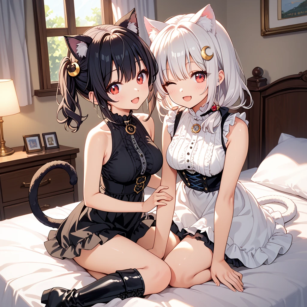 get sexually excited, be gentle on your limbs, on the tongue, lure, big breasts, Cat ear, yellow eyes, gray hair, 