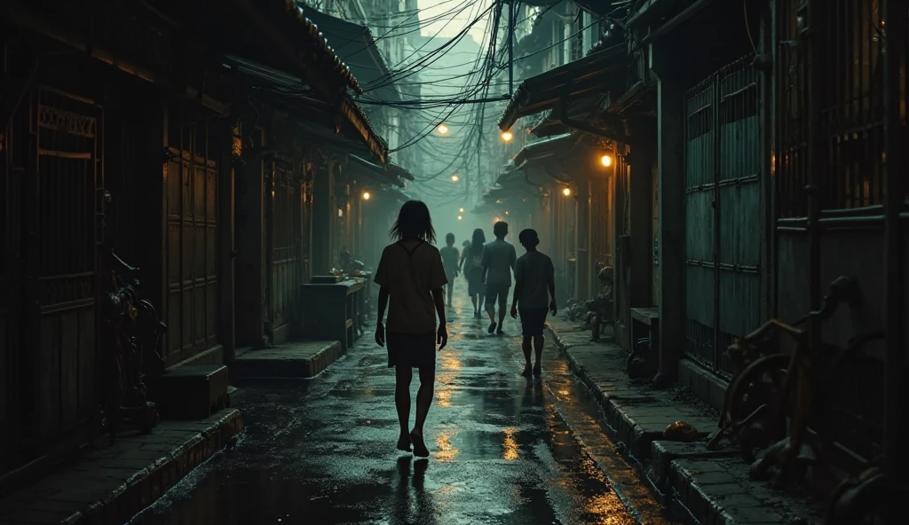 (( masterpiece 、 top quality 、 Official Art 、 Unity 8 k wallpaper))、 (((workers on the way home from work、Poor girl 、Detailed Faces、smile)))、( Unsanitary Poverty Alley、 poor environment、Dim Shopping Mall、dirty立ち飲み居酒屋:1.3、People Eating and Drinking、On-the-road sales、 rusty vending machine、 Showa Retro:1.2)、(dirty、Bulky trash、Stairs to the basement、Mysterious Underpass )
