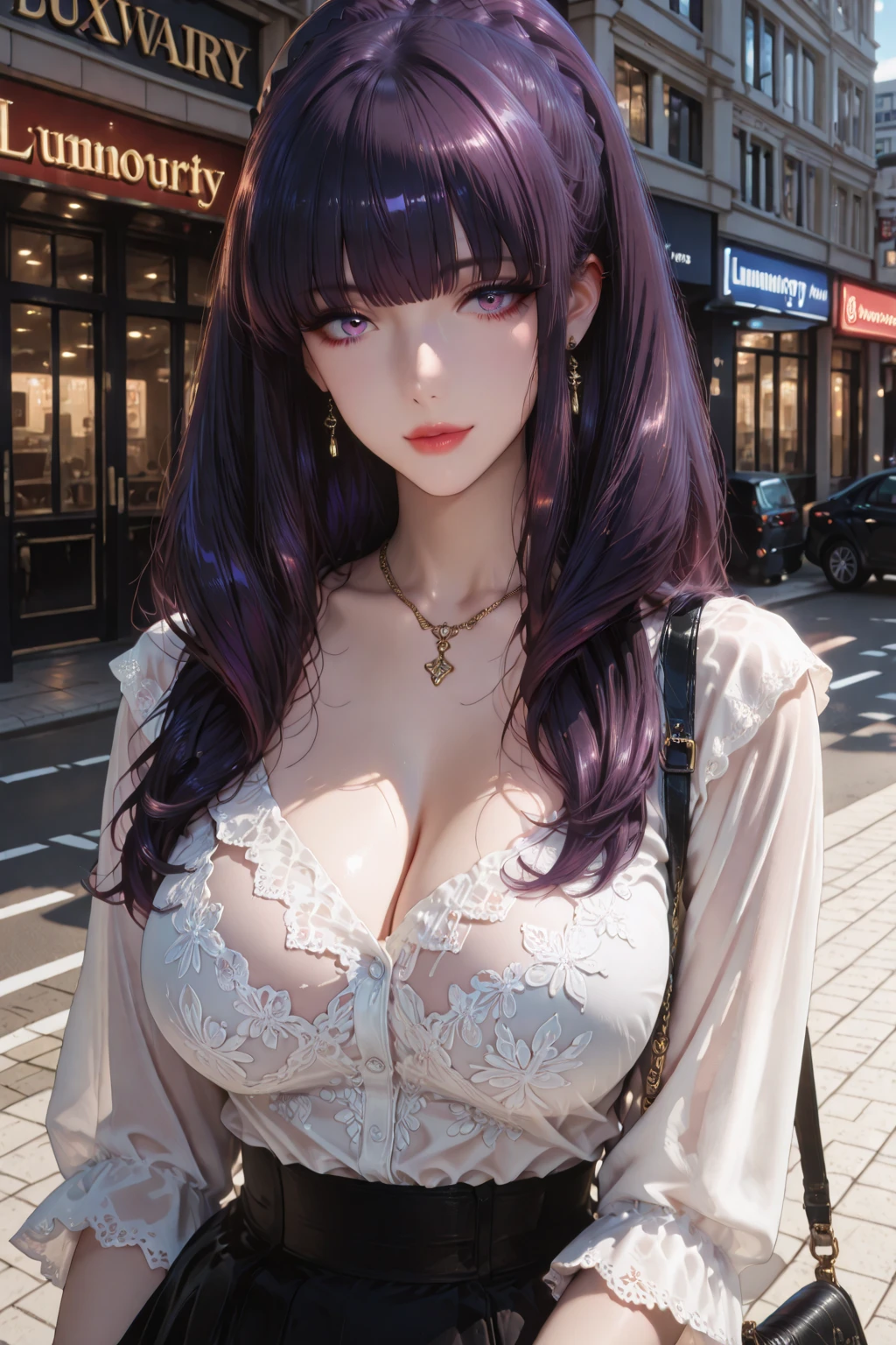 (Masterpiece, BestQuality:1.3), (ultra detailed:1.2), (hyperrealistic:1.3), (RAW photo:1.2), High detail RAW color photo, professional photograph, (Photorealistic:1.4), (realistic:1.4), professional lighting, perfect anatomy, (Big Breasts:1.2), (blush, detailed face), (cheerful Smile:1.5), Trending Hair&Trending Hairカラーをランダムに, earrings, necklace, bracelet, sexly, erotic sexly, Random sexy gravure poses, (A beautiful pink-haired woman in a black dress、Smiling and posing sexy in a nightclub in spring。: 1.3)