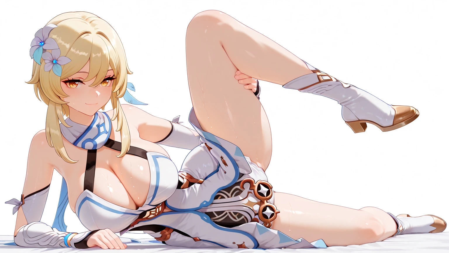 12k,masterpiece, Highest quality, Anime Style,Official Art Beautiful Lighting, 1 girl, bangs, (Inside the futuristic base:1.4), , masterpiece,Noise Reduction,Perfect Anatomy,High resolution, Very detailed,Game CG,Dutch Angle ,Beautiful attention to detail,Visual Arts,Five Fingers, Perfect hands, Perfect lighting,(Camel Toe:1.3),(Red eyes:1.4),(silver hair:2.0),takamori haruka,(Emotionless and blank:1.4)