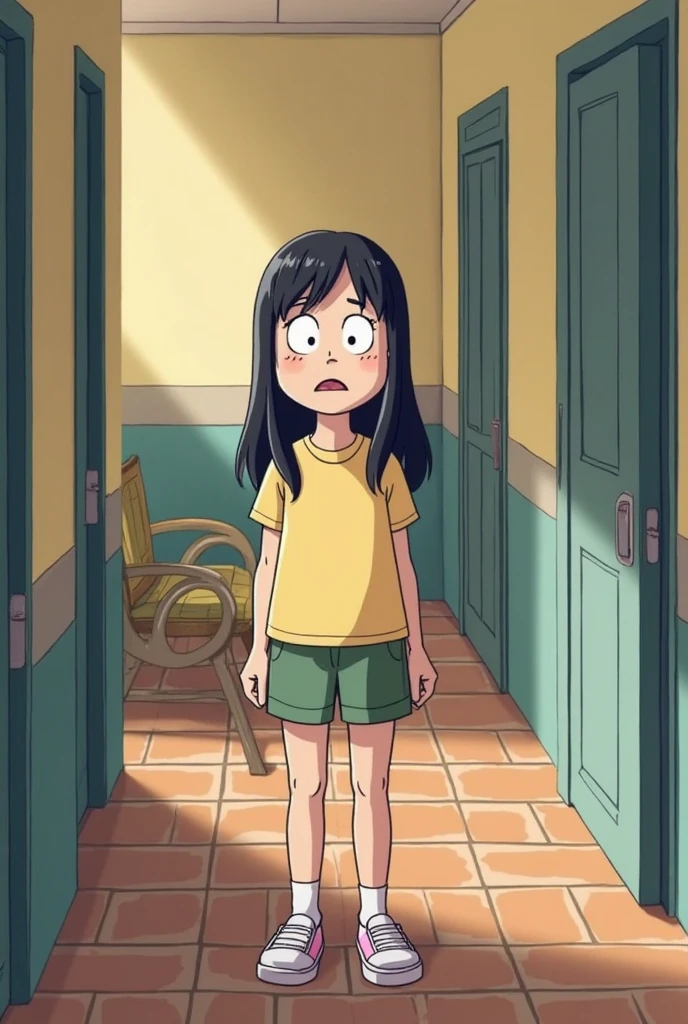 jadechan, short black hair, brown eyes, looking at viewer, shy, masterpiece, full length, school toilet, flat torso, slim body, cute, open mouth, shiny lips, excited face, , wet body, wet hair,  body, wet , , scared face, , chibi