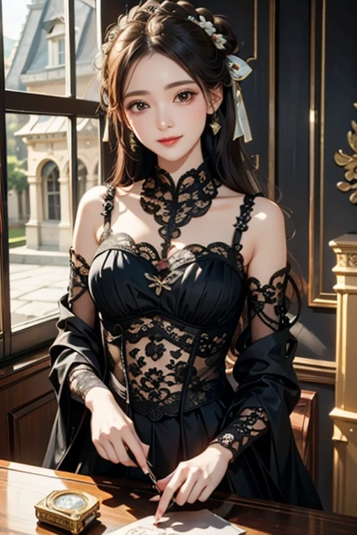 (((flat chest))),((1 girl)),((solo)),((highest quality)), (masterpiece),((High resolution)),beautiful 14 years old girl,model,Japanese, Single-lens reflex camera, Lolita,luxurious study,flower luxury decoration,pink underwear,movie lighting