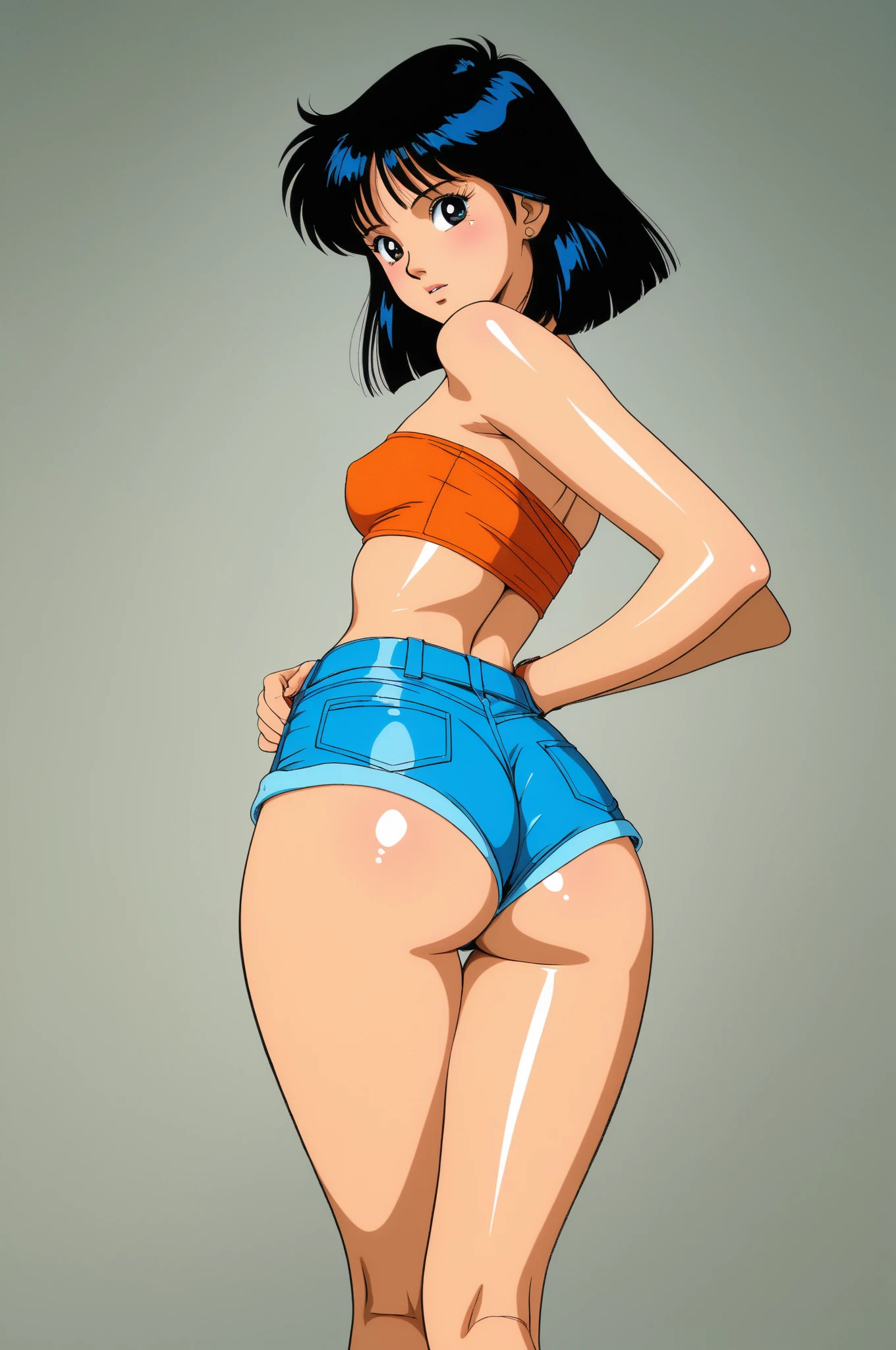 (masterpiece, best quality), 1lady, (mature:1.5), 26 years old, (Tall body:1.7), (Thick body:1.2), details, upper body, nipples, ( topless:1.4), hotpants, dappled sunlight, bokeh, sexy, hotify:1.3, ((at skate park, graffiti, street art) background:1.1), sexy pose, (sweaty:1.2)