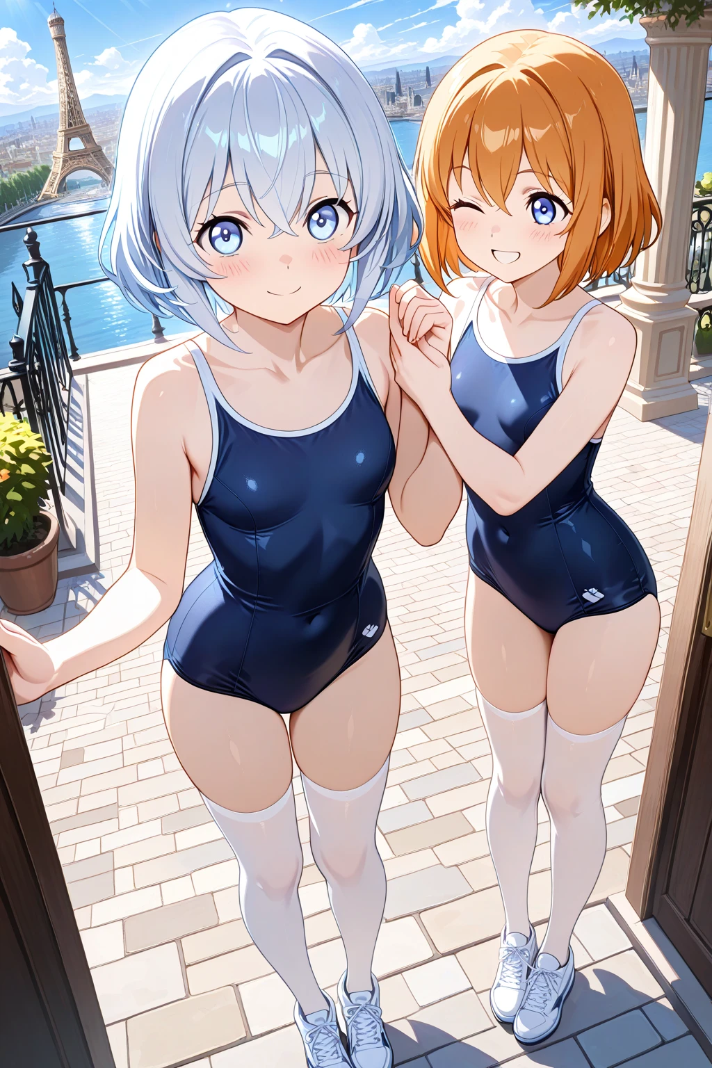 highquality illustration, masterpiece, very delicate and beautiful, attractive girl,(colorful leotard, heattech leotard,tight leotard,long_sleeve leotard,ribbed leotard,high_leg leotard,turtleneck leotard), thin,slender body,slim,gymnastics club,2 girls,gymnastics athlete,bare legs,gymnasium background,beautiful eyes, light smile,(masterpiece, best quality:1.2), highres, extremely detailed CG unity 8k wallpaper, perfect lighting, Colourful, ultra-high res,4K,ultra-detailed, photography, 8K, HDR, 17 ages,