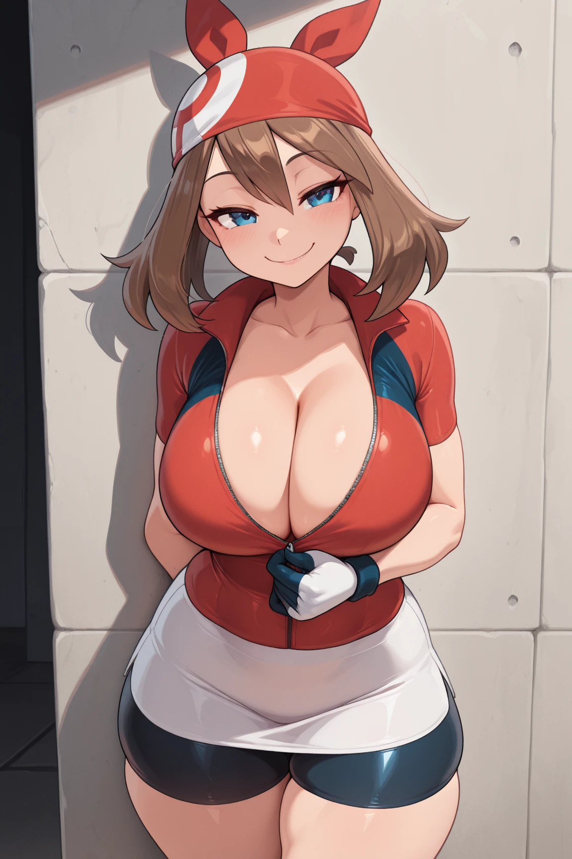 Cho mikyung,in a red suit, skirt, white shirt, high quality,4k, 1girl, secretary, Best quality, masterpiece, cowboy shot, orange hair, green eyes, tight cloth, pencil skirt, office, kneeling. full body (NSFW breasts), hdri, extremely naked, nude, nua, pelada, nsfw, gigantic breast 1.9