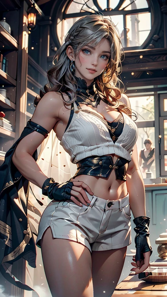 24-year-old woman、Multi braid((multiple braids))、Silver Hair、Sexy proportions、Narrow waist、Galileo Galilei's Residence、Observation equipment(Medieval telescope、Medieval terrestrial globe)There are many of them.