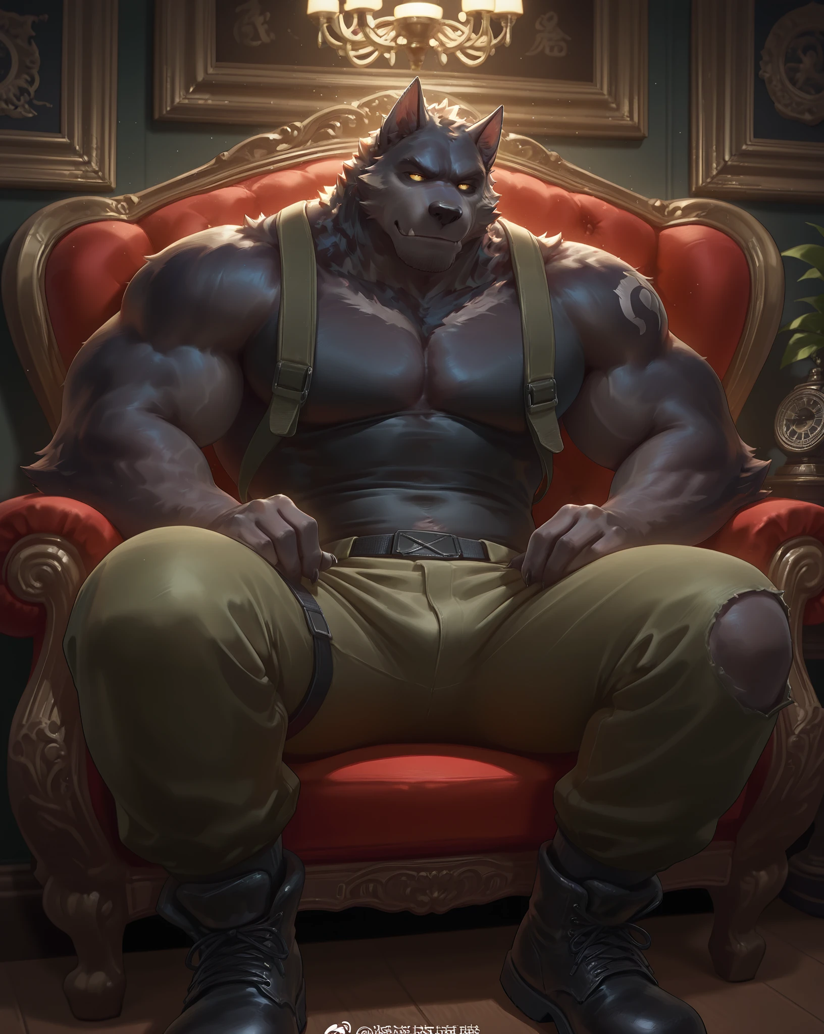 Solitary, male, Gangster，cheeky, Wide face, Broad shoulders, muscular，（（The general's belly））, Gain, Strong, High, There are many long scars on the upper body, Lots of, huge, Big biceps, Huge pectoral muscles，Golden Eyes, （White shirt），Detailed crotch, huge bulge，（（White Socks）），Sit on the couch，（（Black Dragon），（（Wearing White Socks）），（（paw）），（（Black scales）），（（No shoes），Feet facing the camera，（（black horn）），Lift your feet，black，（（White sports socks）），（（Detailed eyes）），（（Cigar between fingers）），（Smoky），（（cigar）），Detailed hands