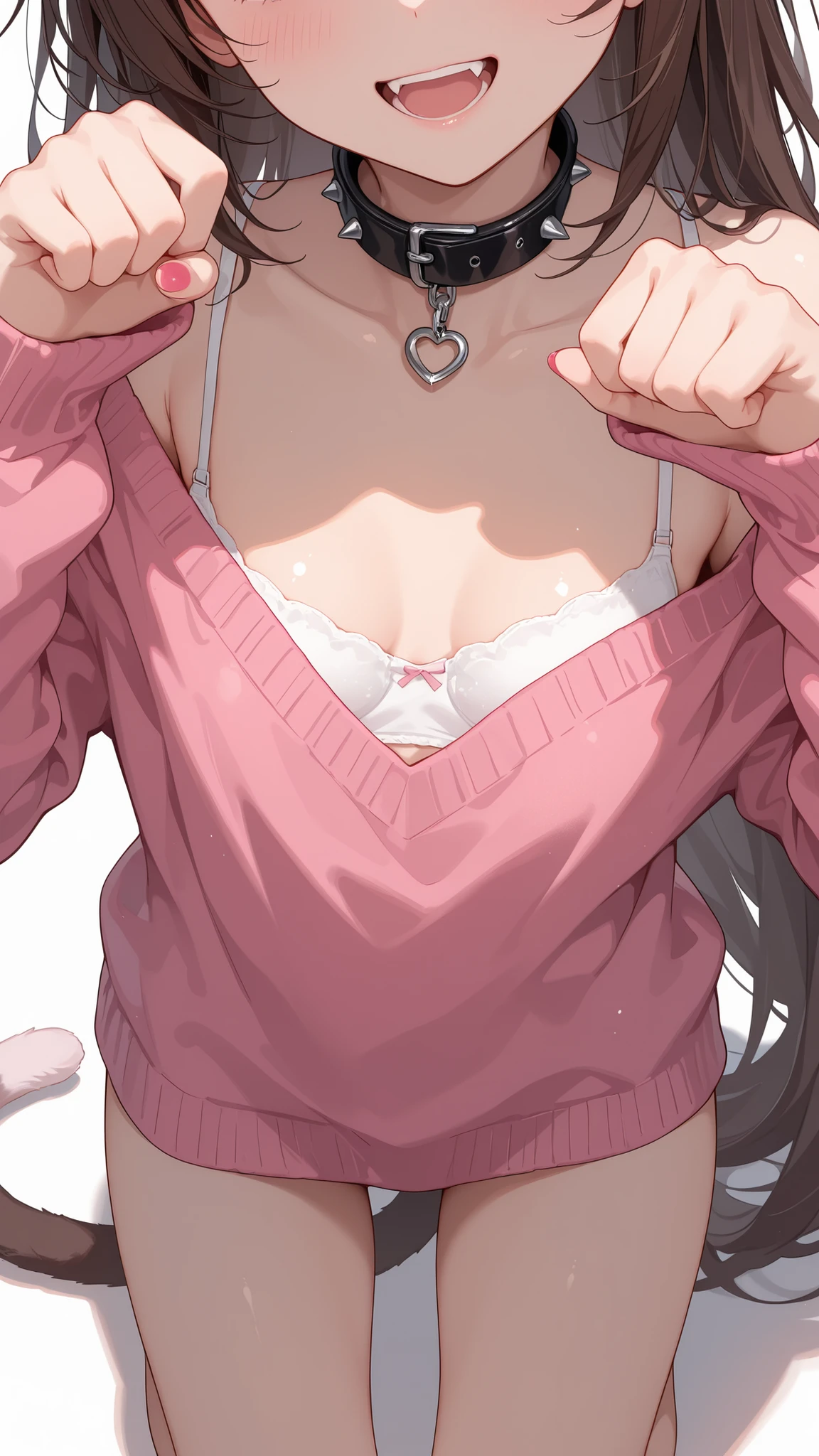 (masterpiece,highest quality, detailed), One girl, alone, indoor, night, Upper Body, Sweat, Ahegao, Roll your eyes, blush, naked、Pink Hair,Messy wavy long hair,open chest white shirt、A tight-fitting shirt、Black flared skirt、Big Breasts