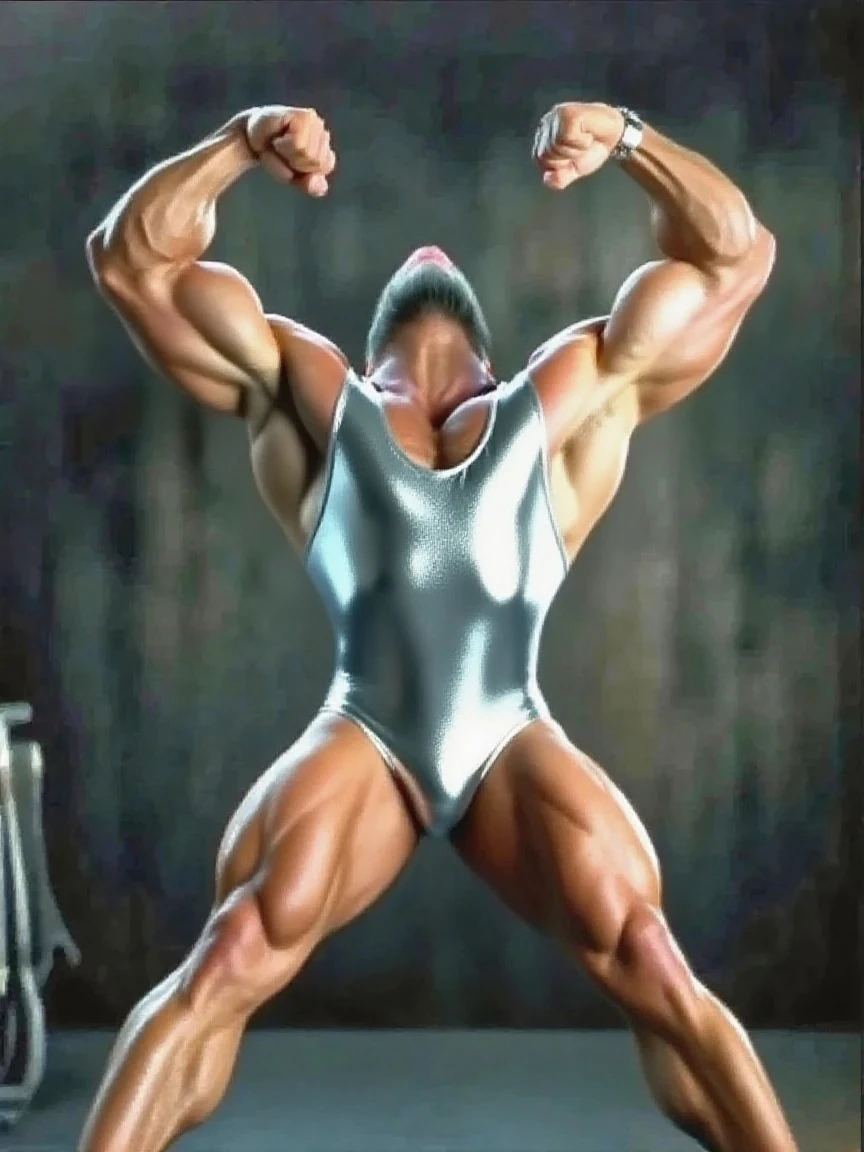 There is only one handsome Asian actor in the photo,35 years old,High target, Fitness,short hair, O-Shaped Beard,Perfect body, Dark skin color,Radiant Skin,Smooth skin,Muscle bulge, muscular, Very large pectoral muscles,Very sexy abdominal muscles,Very well-developed leg muscles,Huge concave and convex area,Brightens oily skin,Wearing black leather shiny thong,Handsome face, Correct and accurate male body proportions, Wear black socks,Lying on gray background。