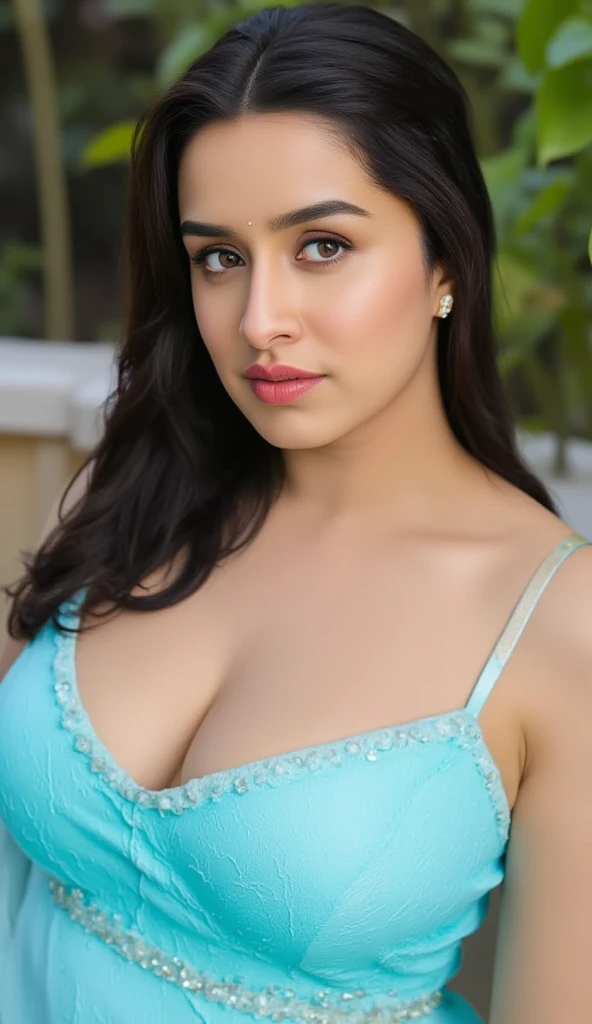 ((best quality: 4k)), ((masterpiece)), (high detailed), one lady with Salma Hayek face, big lips, big breast, good shape breast, long legs, wearing short skirt, slim body, top naked, sexy salma hayek face, black hair, hair bobbles, wince, long_eye_lashes, solid circle eyes,, light smile, , drop shadow, anaglyph, , atmospheric perspective, 8k, super detail, best quality,