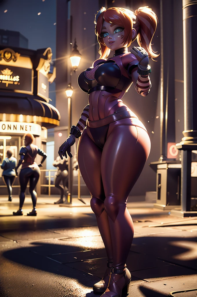 ((furry: 1.2)) (anthropomorphic bear, female, seductive look, red corset and wine, auto heel) , ((furry:1.2)), ((leaning against a wall smoking a cigarette), ((cybernetic chin)), crowded street background, cyberpunk neon sign night, (yellow glasses),