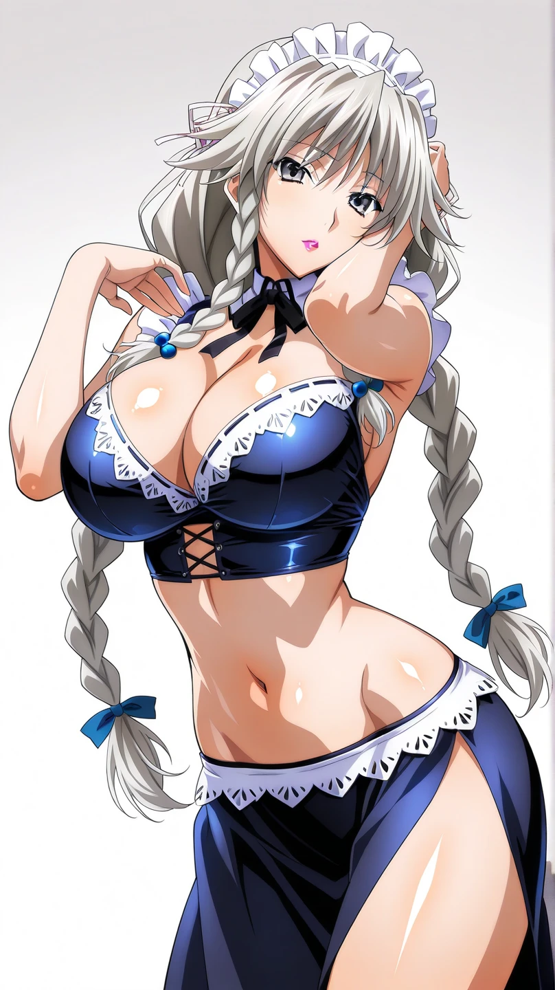 masterpiece, best quality, extremely detailed CG, beautiful detailed eyes, ultra-detailed, {{{in the motel room}}}, intricate details: 1,2), 8K Wallpaper, elaborate assets, (1girl, alone : 1.4), standing, (anime style textures), very high resolution, (vibrant colors, dynamic lighting: 1.0), (high contrast: 0.8), cookie (Danmachi), breasts, long hair, blue ribbon, (twintails) , gloves, ribbon, dress, king no, himo, big breasts, blue eyes, black hair, (slim), white Gloves, cleavage, white dress, hair ribbon, bow, sleeves, sleeves dress, fringe, cropped neckline, ornament hair, bow tie, cutout clothes, very long hair, level dress, arm ribbon, (full body: 1.1), smile, cute, muscular legs, muscular belly, pants, stand, barefoot