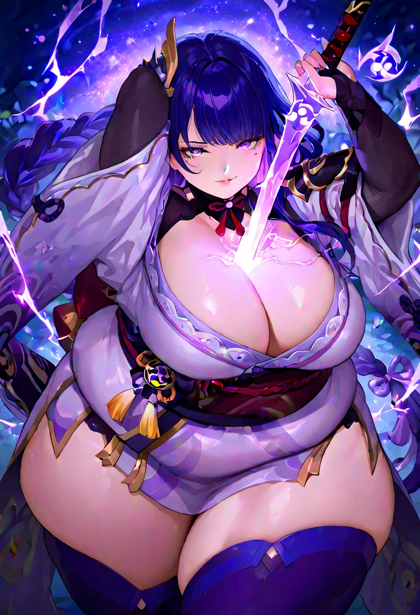 thunder and lightning_The Shogun is pulling the knife out of his pussy、camel toe、huge tit、nipple puff、cleavage、Plump、Super big breasts、