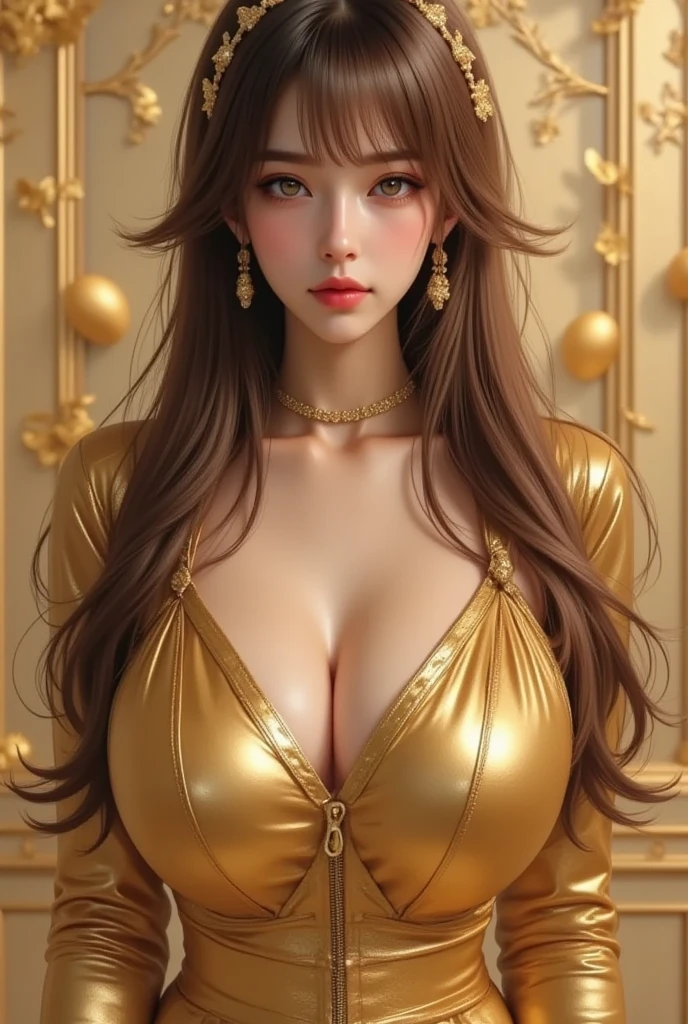 Undressed, girl, big breasts, long hair