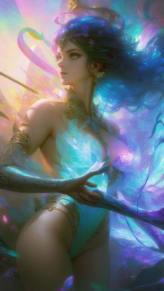 Official Art, Unified 8k Wallpapers, Ultra Detailed, Beautiful and Aesthetic, Masterpiece, (Best Quality), (Zentangle, Mandala, Tangled, Entangle), (Fractal Art: 1.3), 1girl, (Very Detailed), Dynamic Angle, Cowboyshot, Most Beautiful Forms Chaotic, Elegant, Fauvist Design, (Bright Colors), Romantic, Atmospheric,