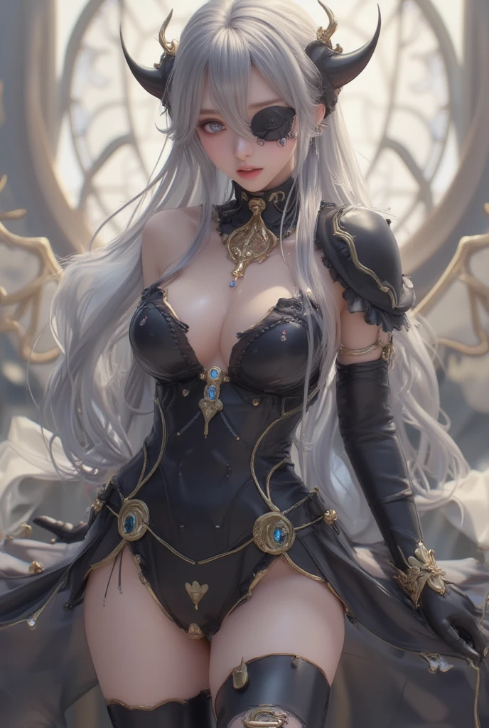(masuter piece, Best Quality), Intricate details, 1girl in, nffsw, medium breasts, Detailed face, Cute face, Ashura Laura, despondency:0.5, On the throne,machinery girl