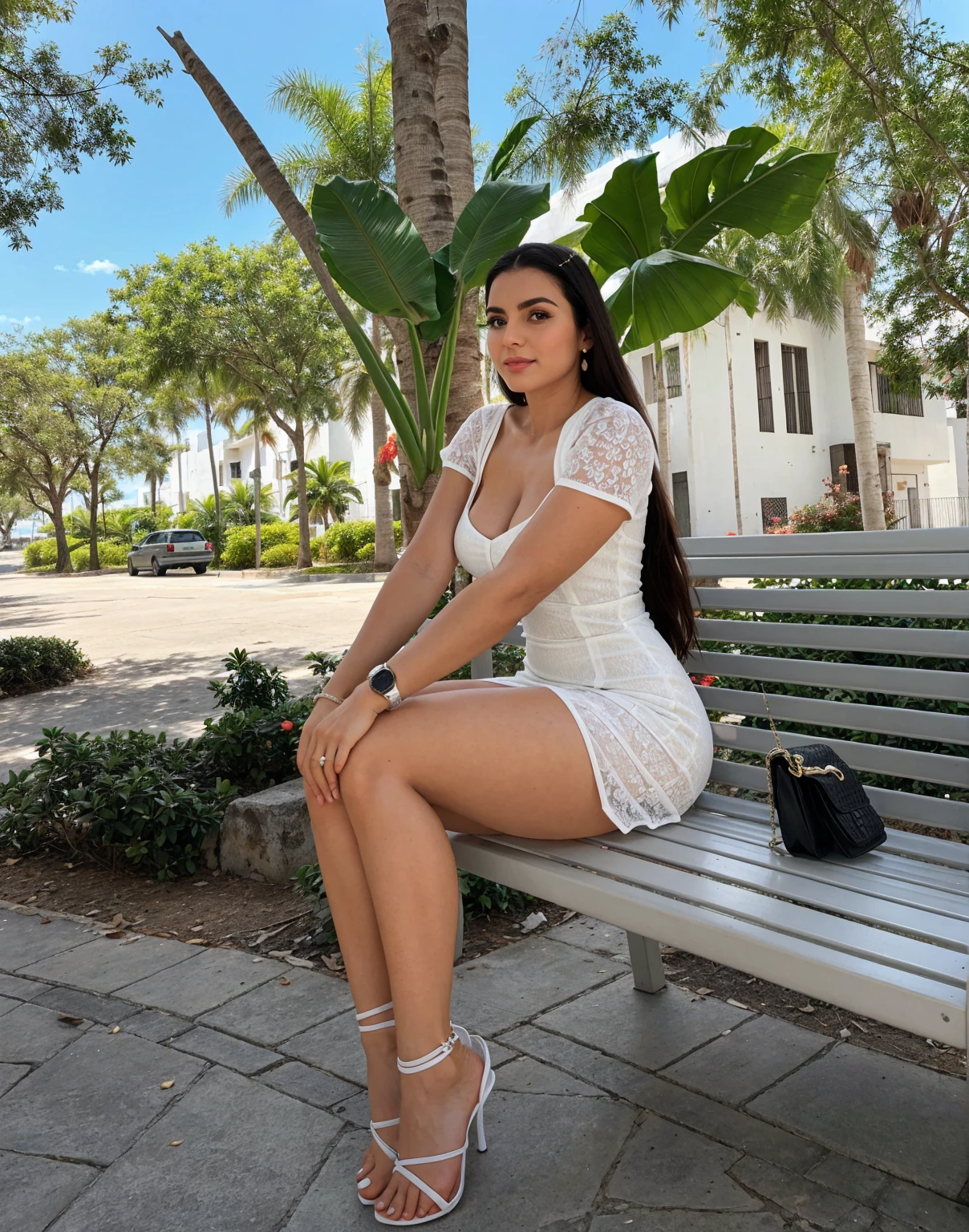 Lauren Jauregui, standing by a tree in a park, in a park, alone beautiful Latina woman, in the sexy park