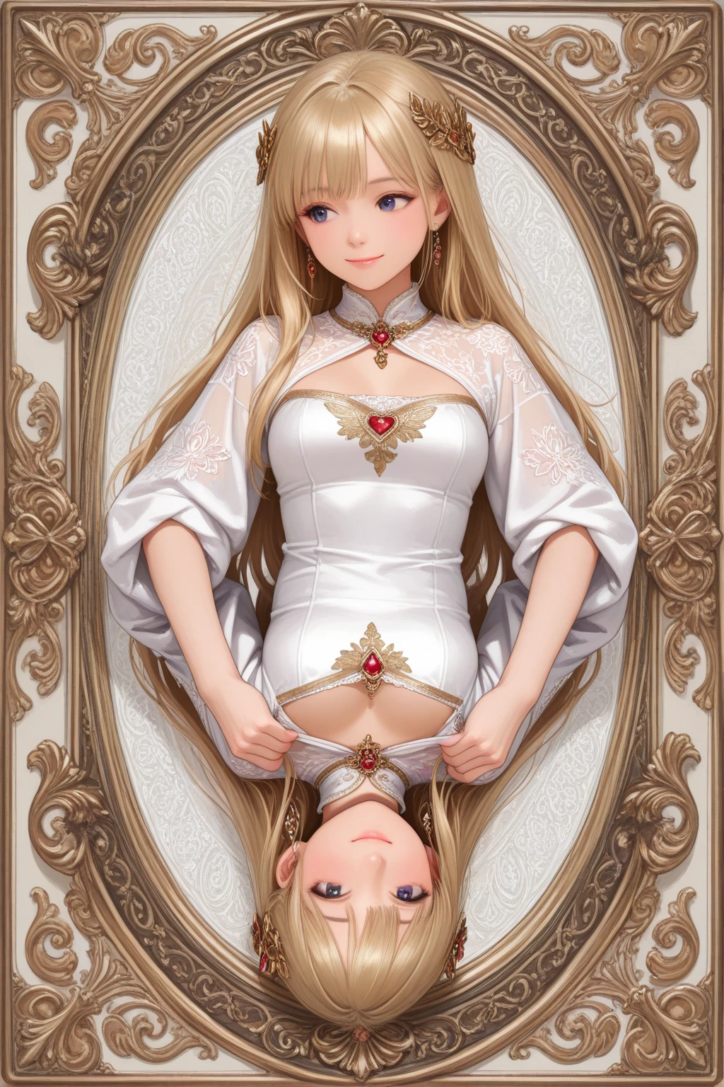 Need,tmasterpiece,whaite hair,Golden eyes,Manteau blanc,Look up,long leges,Hairline,Fair skin,SideBraid,Nude