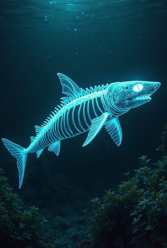 Skeleton shark with with two big diamond inside 

