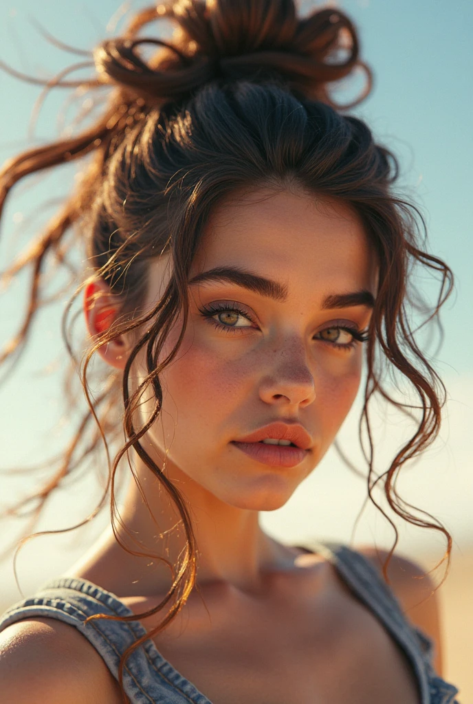 A close up of a woman with long hair wearing a pink dress - SeaArt AI