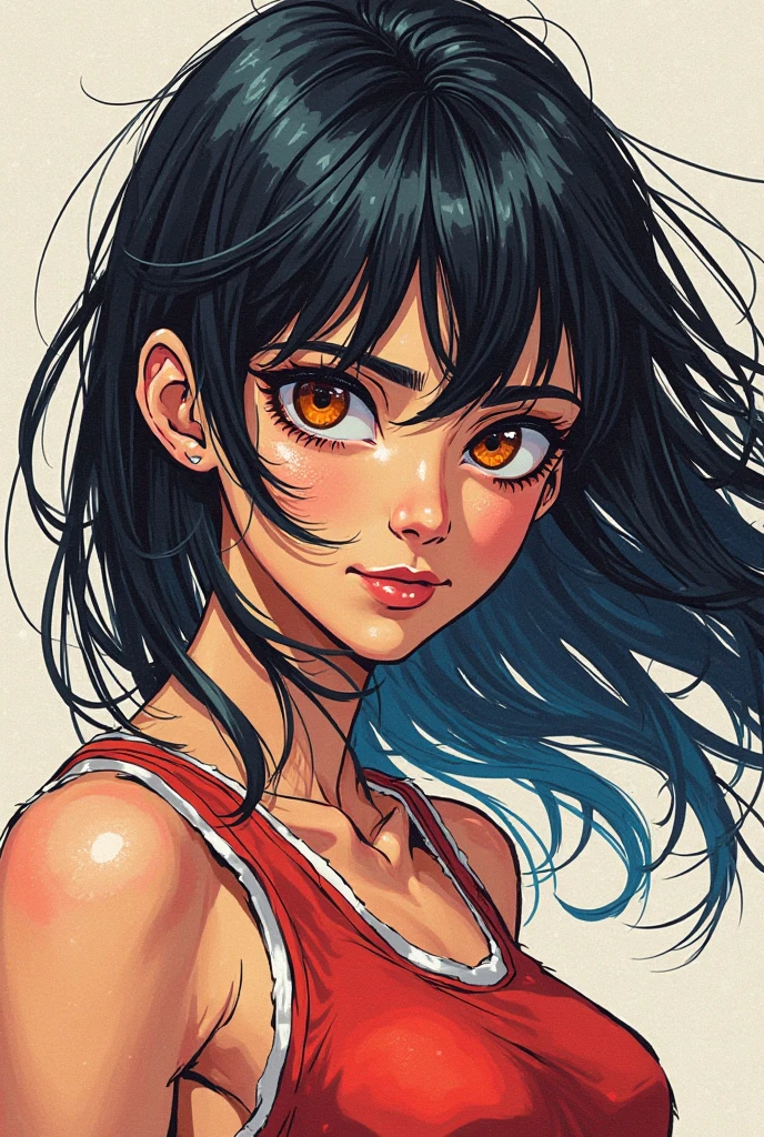 Latin American female anime character 
Rude and a little beautiful and with hair up to the ears 