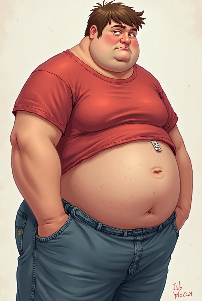 1 fat man, with straight brown hair, wearing round glasses, eyes browns, naked with a very big penis