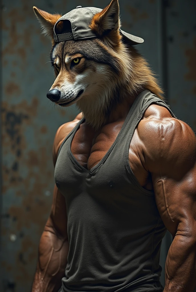 Wolf with a human and muscular body