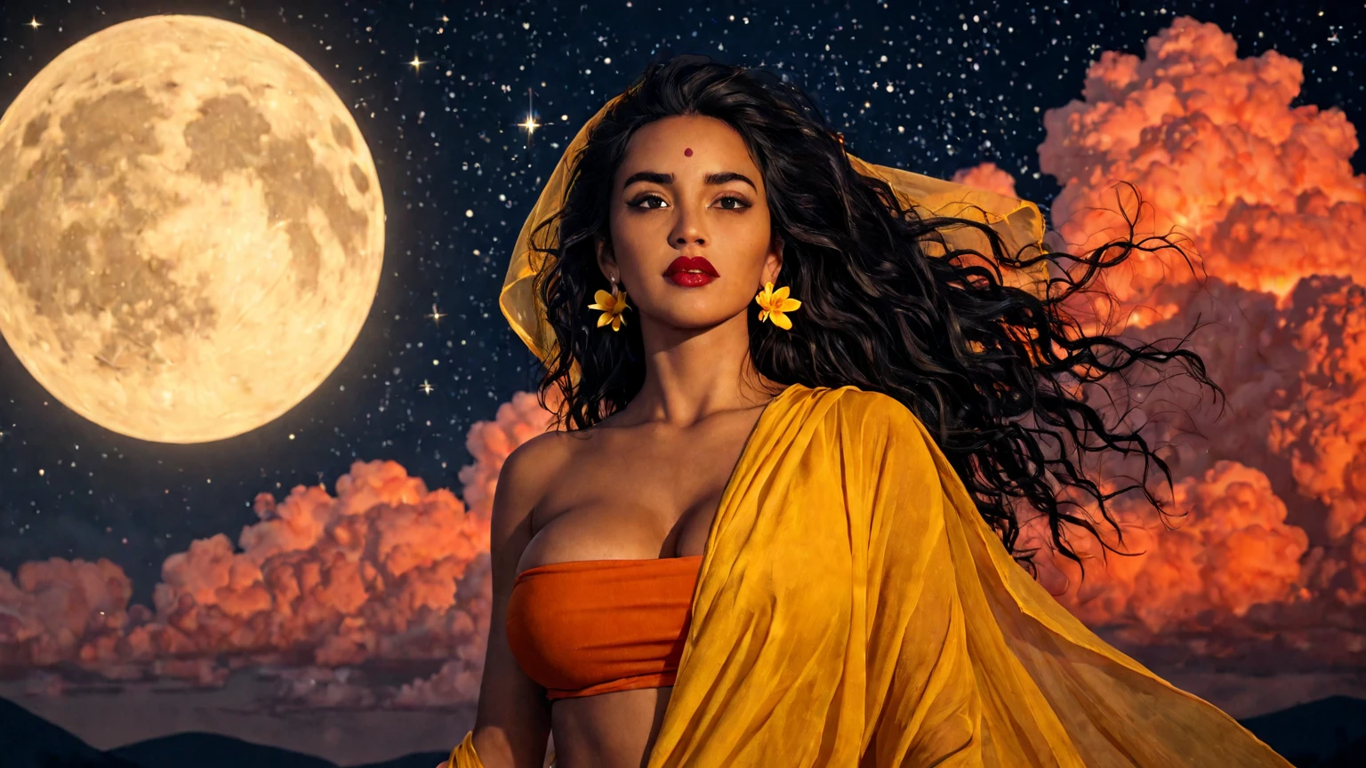 Desi BBW bhabi hot neon scenary alien planet background sunny day