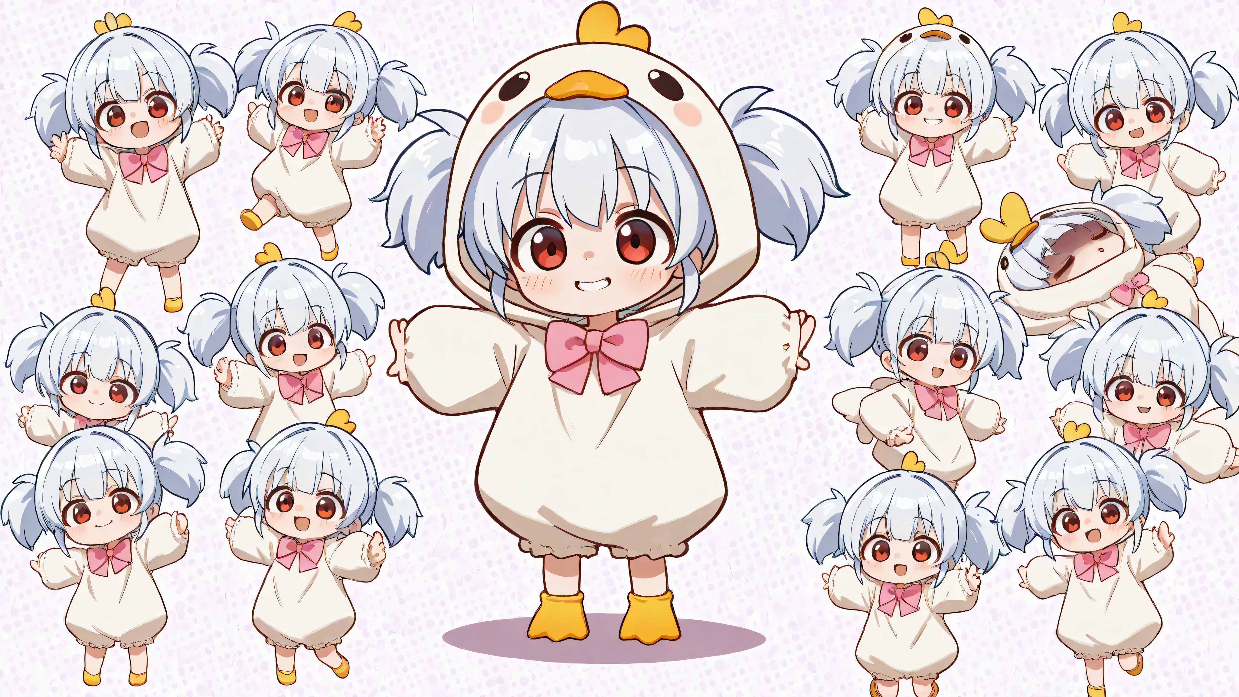 A woman singing into a microphone. Chibi, full body, cute girl, naughty smile, evil smile, yandere, silky shiny flowing platinum fluffy short pigtails and sideburns, wearing a cute puffy duck costume, pink bow tie, background is simple hot pink with various large and small white cracked dots scattered, masterpiece, top quality, amazing quality, hyper detail, latest, very aesthetic傑作,最高品質,からのブリードウルトラディテール,不条理,水彩画 \(中\),パステルカラー,multicolored 戻るground,(ベクターフレーム:1.5),
1girl,桜井桃佳,魔法少女,立っている,長袖,フラワー,首を傾げる,上半身,半分閉じた目,魅惑的な_スマイル,傾斜_前方,アーム_後ろ_戻る,指を口に,parted lips,