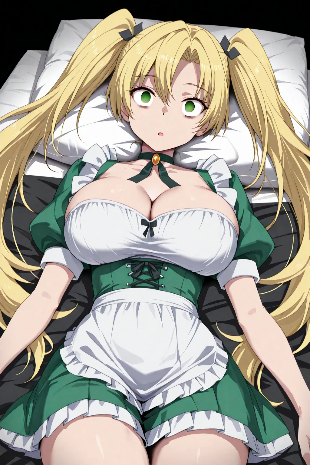 score_9, score_8_up, score_7_up,,BREAK source_anime,from above ,standing,paizuri,bent over,straight-on,medium shot,looking_at_viewer,1girl, celes chere, final fantasy.blonde hair, blue eyes, green leotard, headband, large breasts,cleavage, pauldrons, circlet, bridal gauntlets, belt, white cape, vambraces,bracer, very long hair, bangs, closed mouth,(tundere),on bed, (best quality),(aesthetic,very aesthetic),masterpiece, highres, (anime screenshot:0.5),