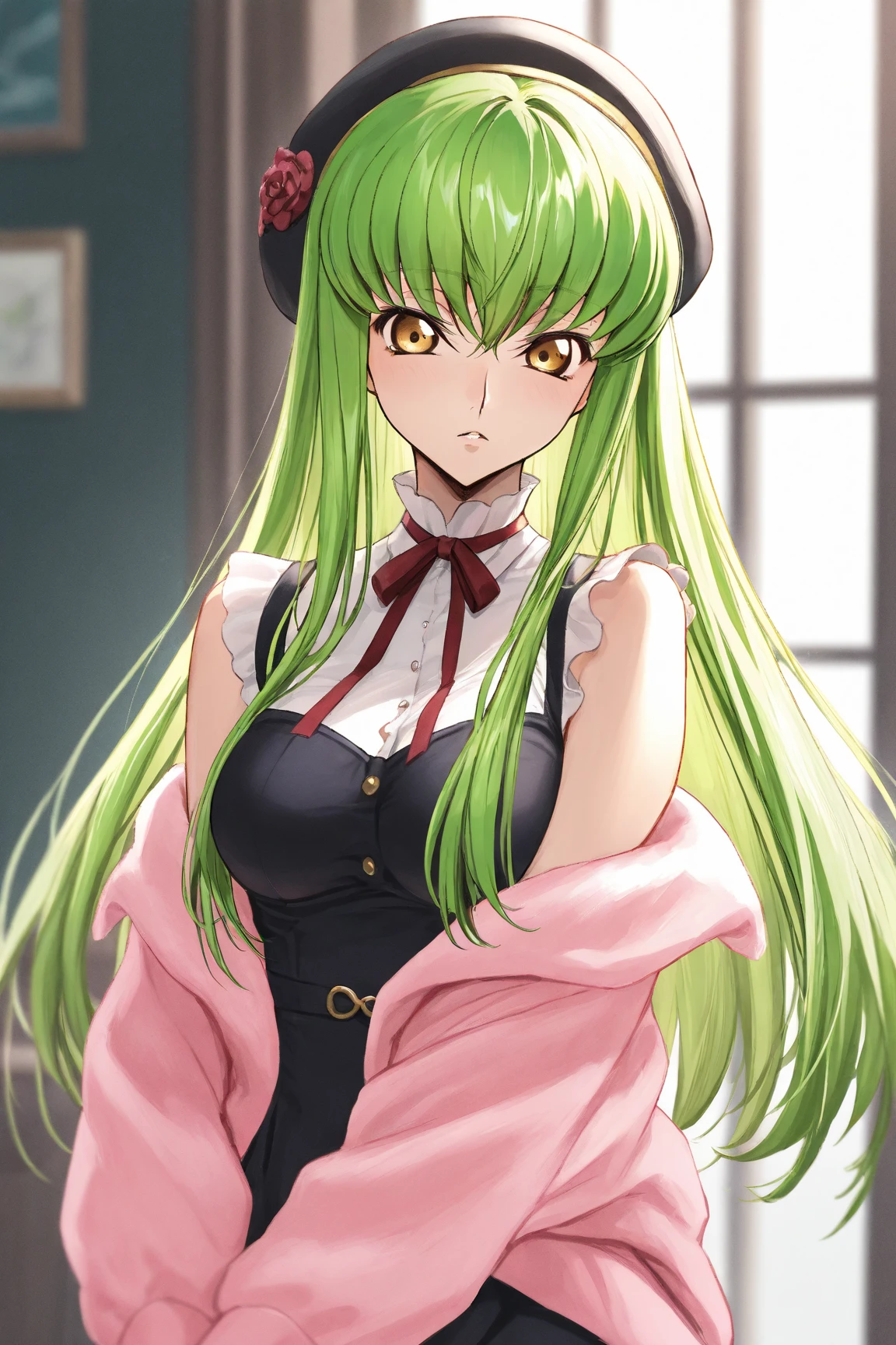 <lora:C.C.:0.7> rating_all, score_10, score_8_up, score_7_up, Zero's Mistress, upper body, white background, looking at viewer, twintails <lora:sdxl_lightning_4step_lora:1.0>