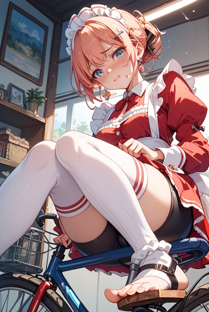 nsfw,cherry blossom cream, Primary school students、8-year-old with short hair, ribbon, Green Eyes, hair ribbon, Pink Hair, Ahoge,
, shirt, white shirt, collared shirt, Jacket, Long sleeve, Captivating smile,masterpiece,Noise Reduction,Perfect Anatomy,High resolution, Very detailed,Game CG,Beautiful attention to detail,Visual Arts,
1girl、 Cowboy Shot、(Pussy、pussy)、(from below),(arms behind back)、Hands folded behind your back、Sit on a chair、Spread your legs、(White panties)