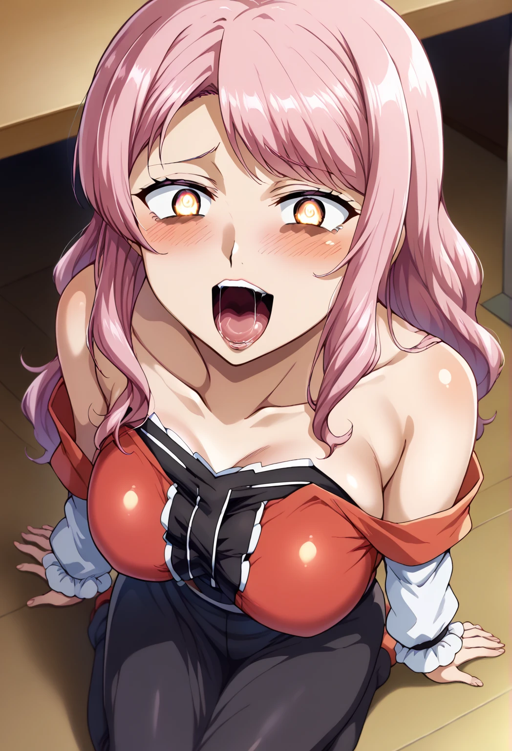 (masterpiece, best quality:1.2), (1girl, solo), (High quality:1.4), (High detailed:1.2), Sakimi-chan, zero_two_\(darling_in_the_franxx\), a girl with 18 years old, (Ahegao face), ((having Hardcore sex)),