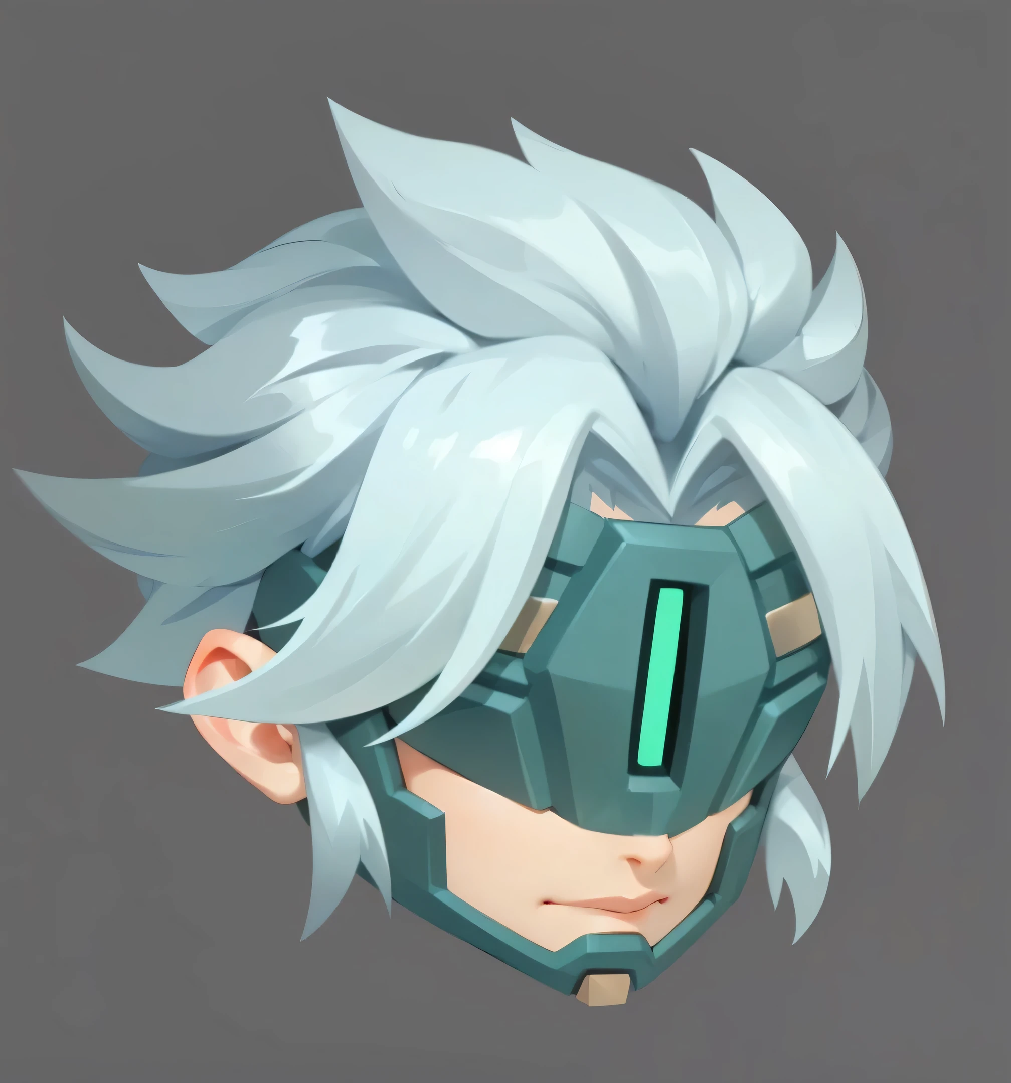 HD， two-dimensional,bronze mask，Handsome guy with a face，white hair