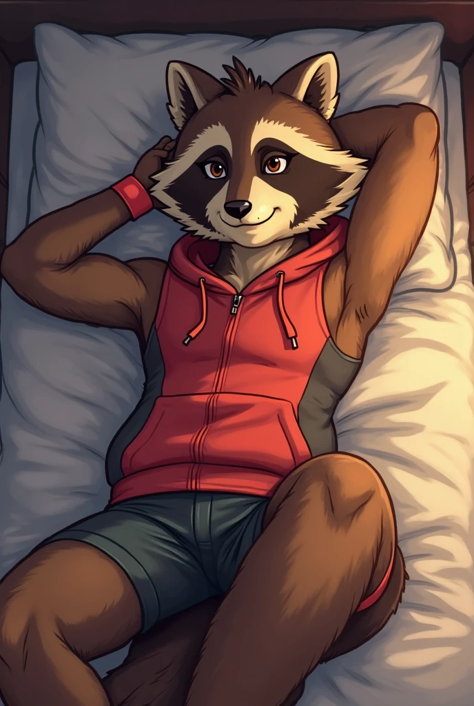 A mature man in his 40s being dressed in a  and onesie by a babysitting robot 