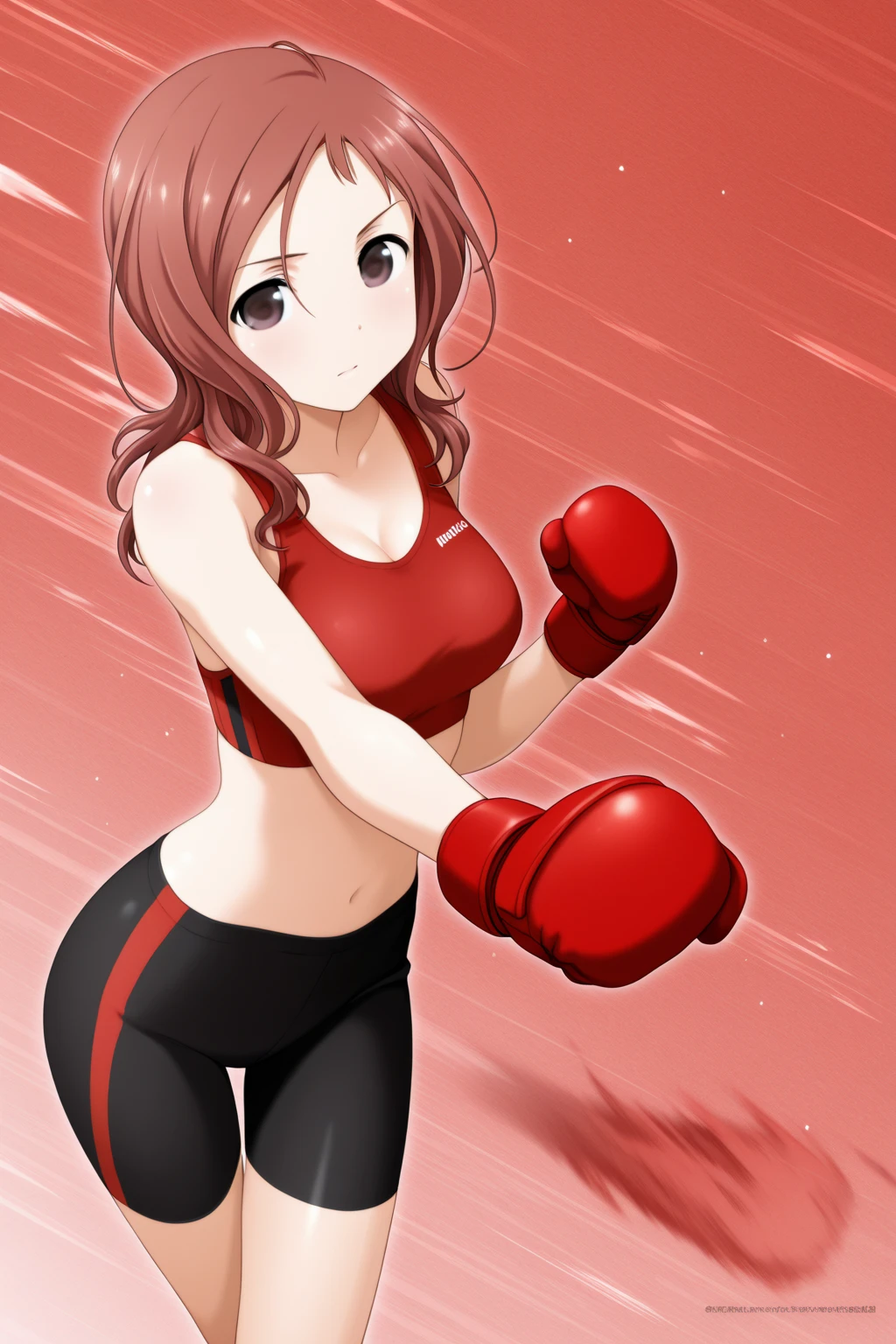 woman wearing a red miniskirt, leather mittens holding iron bar,Vector art, Vivid colors, Clean lines, Sharp edges, Minimalist, Precise geometry, Flat colors, Illustration art piece, Graphic design, Vector graphics, <lora:YokeXL V1 - leather mittens holding iron bar:1.0>