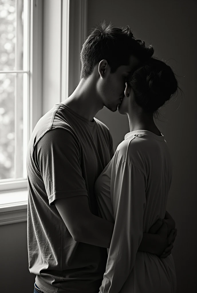 Enamored man (man:1.2) lost in the depths of love, (intense emotion:1.2), (heartfelt passion:1.15), (deeply devoted:1.2), (captivated gaze:1.2), romantic setting, (tender moment:1.15), (affectionate connection:1.2), (warm embrace:1.2), (intimate atmosphere:1.15), (love-struck:1.2), (dreamy ambiance:1.15), (sincere devotion:1.2)