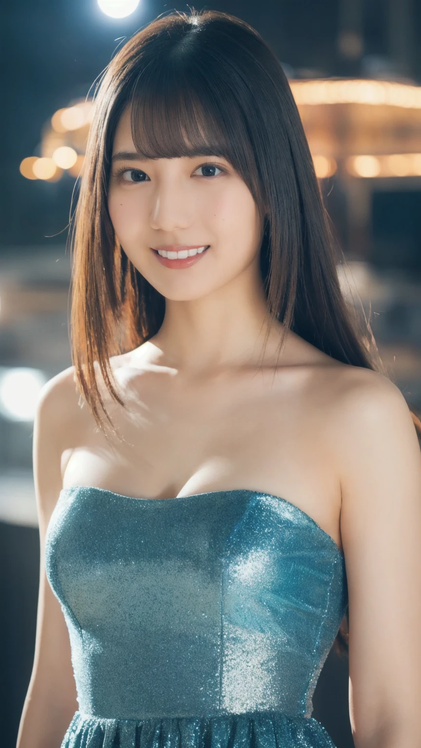 (Ultra HD:1.5、super high quality:1.5、photograph:1.3)、((One female))(mini skirt)、((Bunny ears))、(High ponytail hairstyles、Light Brown Hair)、Medium Long Hair、Highly detailed face and skin texture、Detailed eyes、double eyelid、Pale Cheeks、Glowing Skin、Wet eyes:1.2、Shiny little necklace and earrings,、Glossy Lips:1.4、White skin:1.2、(Full Shot、Full Body Lesbian)、(Instagram selfie poses:1.2)、 (Huge boobs:1.2), (Cleavage), (Upper Body), (Embarrassed smile:1.1), (Looking up at the audience), (sitting on the terrace of a cruise ship), ((One super huge full moon:1.4))、((Fifteen nights:1.8))