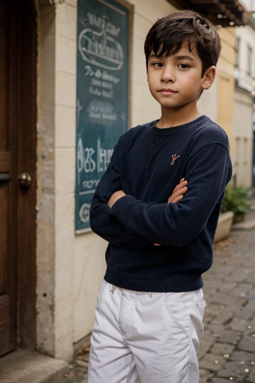 Beautiful 10 year old boy walking