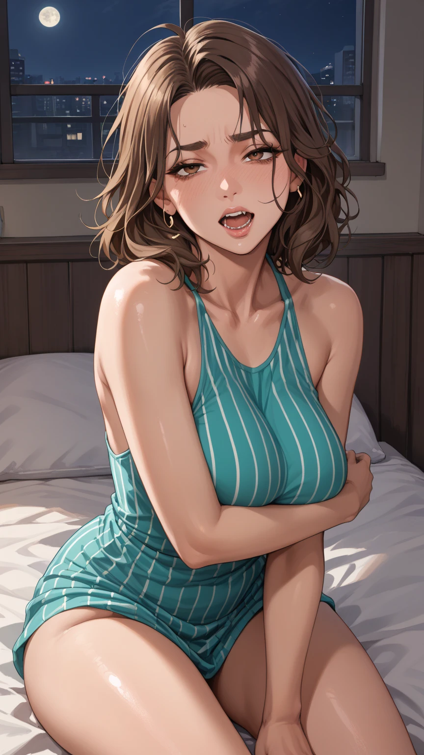 ((1 Beautiful Beautiful Girl)),(((natta))),(((detail portrayal))),(((Dark brown medium hair:1.6))),(((Straight hair))),(((Red ribbon on back hair))),(((Braided on the sides of the hair2Boken))),(((a small face))),(((Less bangs))),(((Trimmed bangs))),(((Brown eyes))),(masterpiece)), (((drooing eyes))),((top-quality)),((Vivid light and shadow depiction)), (The ultra-detailliert), ((kawaii)), cute little, (Detailed body line depiction), ((detailed face depiction)),((ighly detailed)), (8K), top-quality, (Beautiful fece),(((World-class quality))), ighly detailed, hight resolution,(((Anime filling))),(((large udder:1.3))),(((Lying on the bed by the window))),(((de pele branca))),(((Bedroom of a luxury hotel with large windows reflecting the night sky))),(((full of sweat))),(((Composition seen from the front))),(((Composition seen from above))),(((Looking down))),(((Put a used condom in your mouth))),(((detail portrayal))),(((Detailed body depiction))),(((Navy blue school swimsuit:1.2))),(((Detailed panty depiction))),(((Holding a stack of banknotes in your hands))),(((deadpan))),(((Show panties)))、(((Emphasis on the crotch))),(((Black socks)))