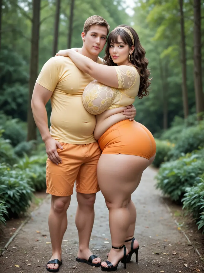 big belly man and obese woman with big belly, 8K, photorealistic