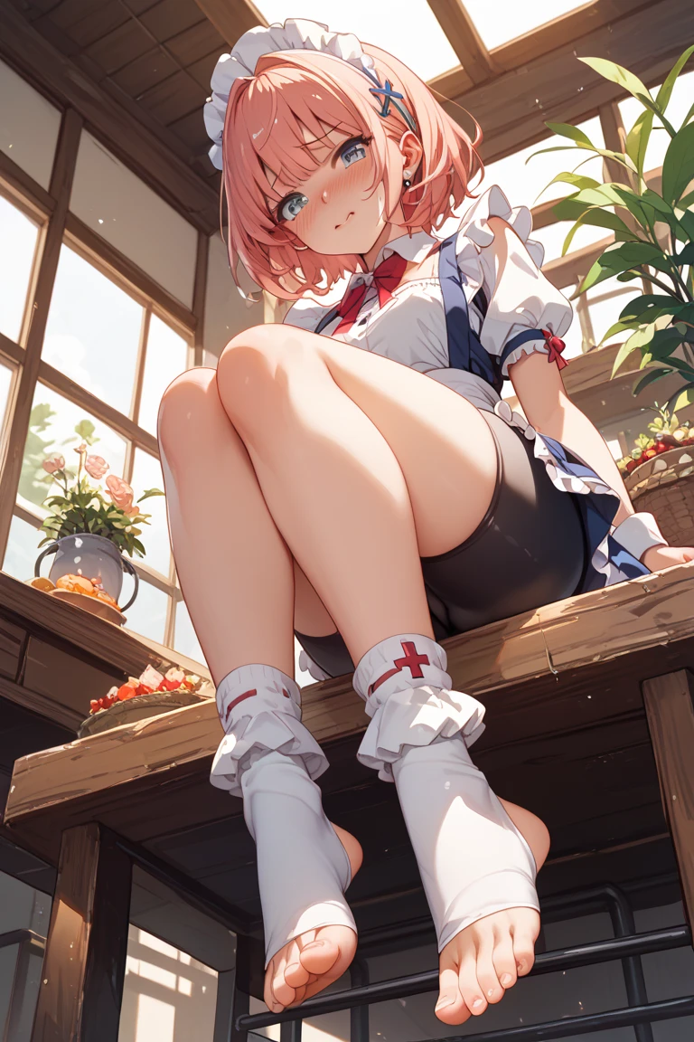 Sex、cowgirl position, squatting, spread legs、cowgirl position, squatting, spread legs、Upper body naked、nude、Hide your with your hands、Blushing、Embarrassed expression、、Not wearing a bra、short hair、Light cream colored hair、Red eyes、、Blushing、lipstick、Perfect hands、Detailed hands、Train seats、hand bra