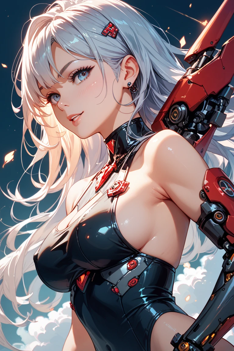 (((Masterpiece))), ((Best Quality)), (Super Detail), (CG Illustration), (Very Evil and Beautiful)), Cinematic Light, ((1 Mechanical Girl)), Single, (Mechanical Art: 1.4), ((Mechanical limb)), (Blood vessel attached to a tube), ((Mechanical spine attached to the back)), ((Mechanical cervical vertebrae attached to the neck), (Back to the viewer)), expressionless, ( Wires and cables attached to the head and body: 1.5), Science Fiction, Apocalypse, Ruins, (Lower Body Integrated with Mechanical Devices), (Blood: 1.5), Cruelty, Absurdity, Eroticism, Fusion with Machines, Doomsday Time, Super Future, Inorganic, Laboratory, Restraint, (Beautiful Indulgence: 1.2), (1 Girl: 1.3), Body Wrapped Around Mechanical Tentacles