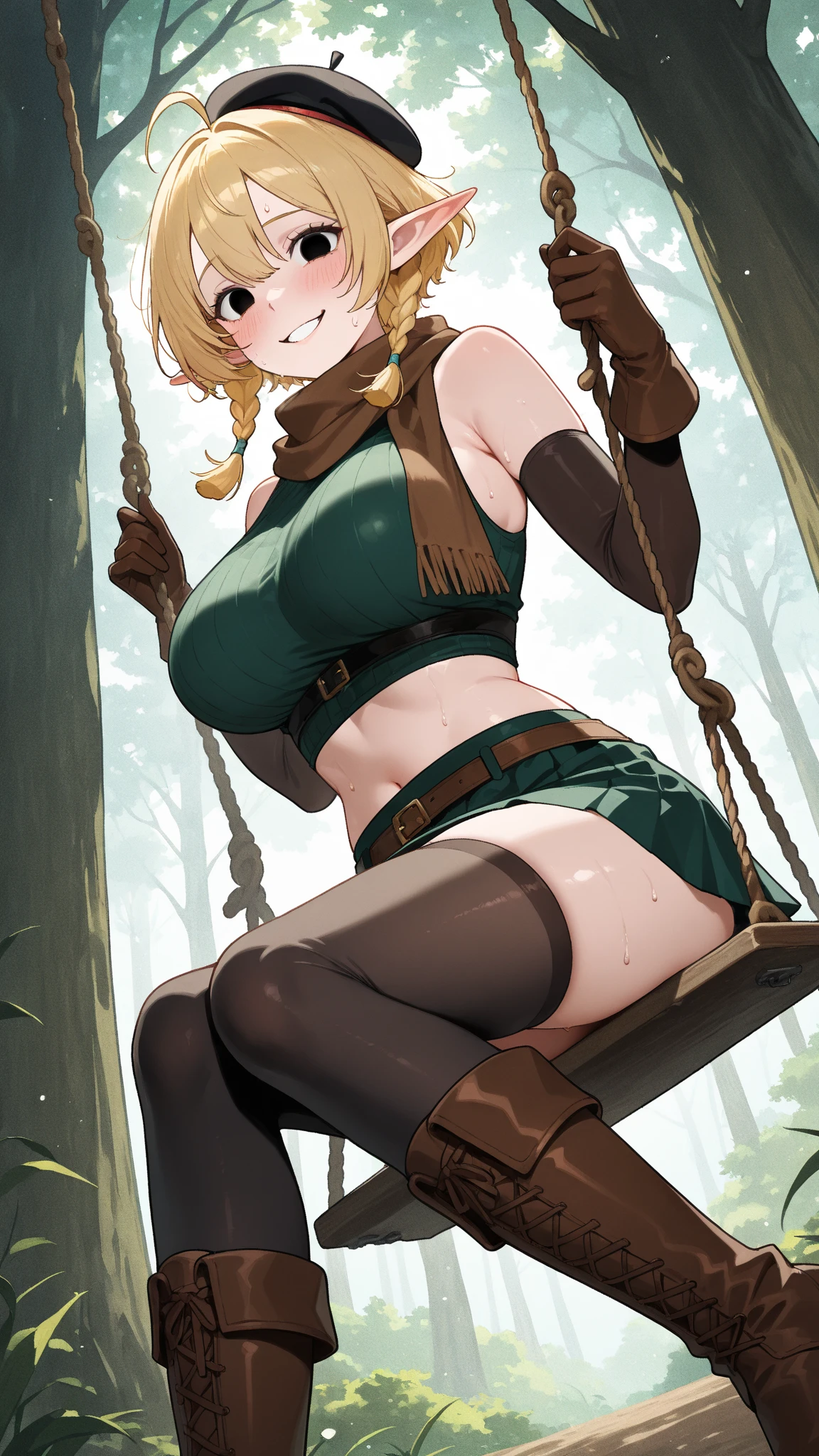  Make a picture where a fairy is getting tied up by a female thief in the woods,  bound,gr3ysh33r